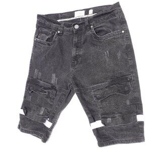 FWRD Denim Black Cargo Jean Shorts Size 36